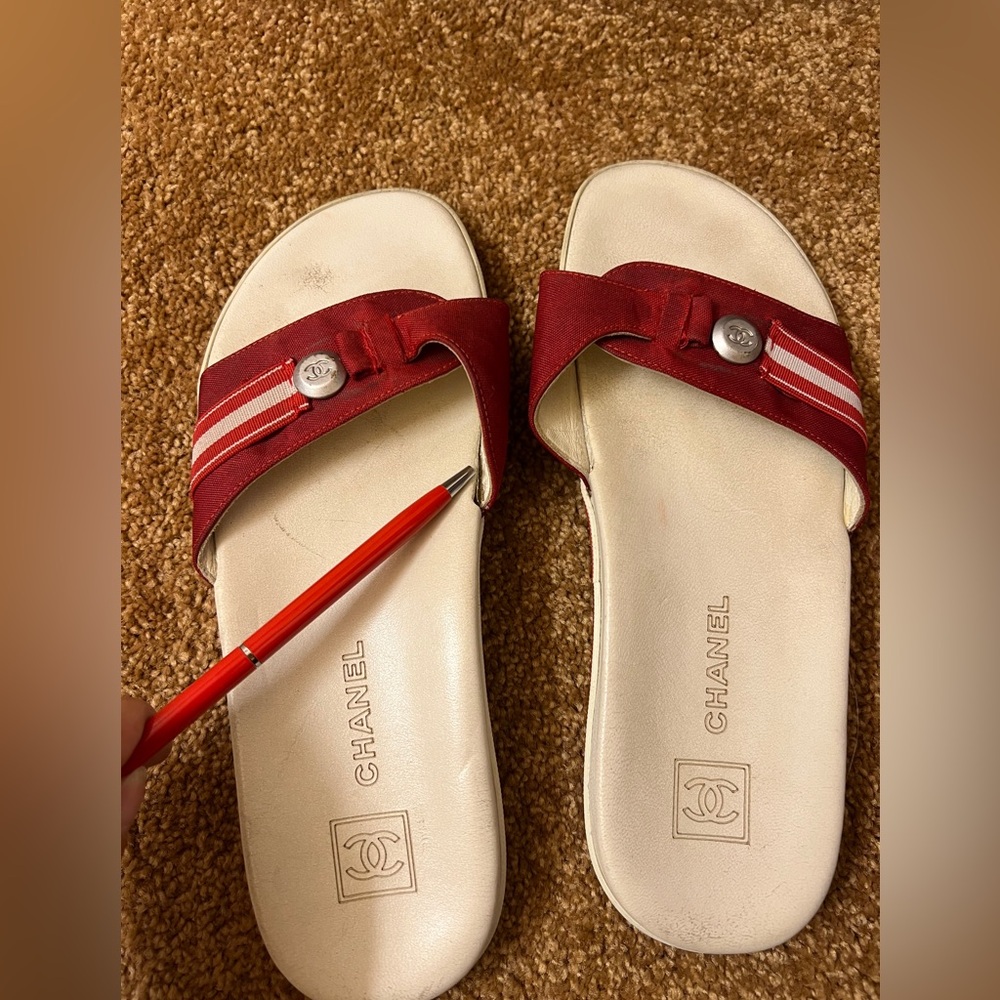 Chanel Red Slide Sandals - Picture 8 of 8
